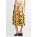 New Fashion Pleated Printed Silk-twill Midi Daily Skirt DEM/DOM Manufacture Wholesale Fashion Women Apparel (TA5001S)